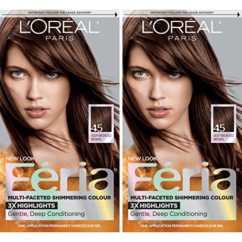 L ' Oreal Paris Feria Многостранен Блестящо Перманентен цвят За Косата, R48 Интензивен Тъмно кестен, Опаковка от 2 броя Боя за коса