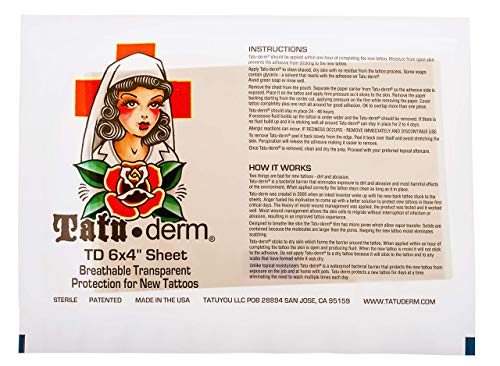 Tatu-Derm Sheet - 6 x 4 - Интензивна грижа за кожата след татуажа (10 листа)