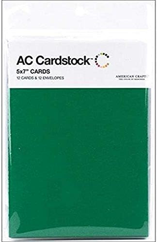 Пощенски картички и Пликове American Crafts размер от 5 на 7 инча в 12 опаковки, Вечнозелени