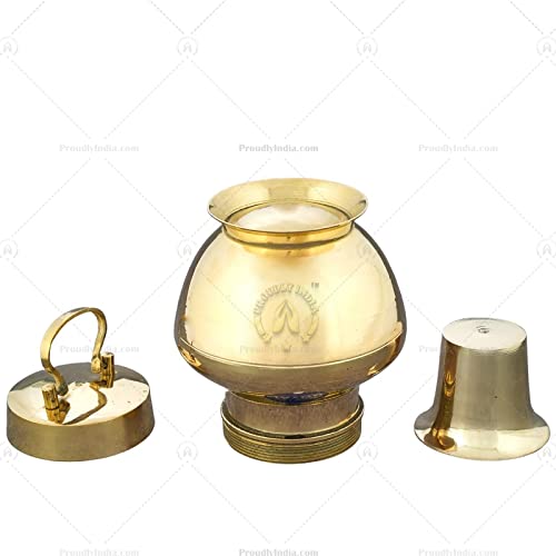 Чист месинг Ганг джал Камандал пуджа, Месинг Калаши Лот/Kamandal Brass Kalash С Чаша.(Голям размер)