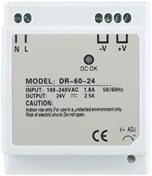 CRFYJ 1 бр. DR-60-24 Източник на захранване на DIN-шина с един изход 24 В Трансформатор на напрежение led дисплей 60 W (цвят: 100-240