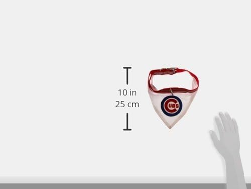 Шарена кърпа Pets First MLB - Кърпа за кучета Chicago Cubs със Светлоотразителен и Регулируем ошейником, Голяма
