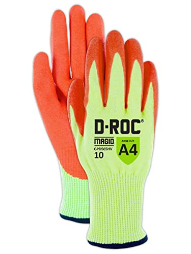Работни ръкавици MAGID D-ROC 13 Калибър С покритие Hi-Vis NitriX Grip Технологии – на Ниво, намаляване A4 (12 чифта)