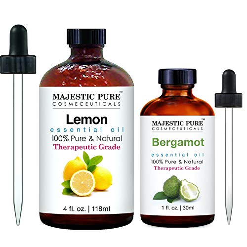 Етерично масло Majestic Pure Lemon с етерично масло от бергамот - Чисти и натурални масла терапевтичен клас – Масло