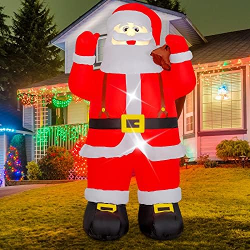 Коледни Надуваеми Улични украса Дядо Коледа височина 6,6 фута, Взриви Дядо Коледа с подарочным пакет, Взриви Украса на двора