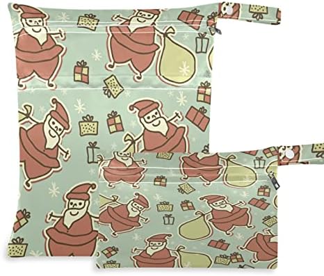 ZZXXB Подарък на Дядо Коледа, Водоустойчив Влажна Чанта за многократна употреба Текстилен Пелена, Влажна, Суха Чанта с Джоб с Цип за Пътуване,