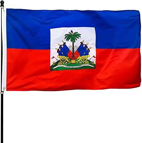 Знаме на Хаити DANF от Полиестер с дебелина 3x5 Метра, Устойчив На Избледняване, Месингови Втулки, Платно заглавие, Двустранни Гаитянские
