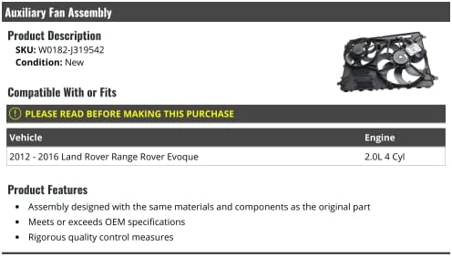 Охлаждащ вентилатор с двоен радиатор в събирането - Съвместим с 4-цилиндров двигател на Land Rover Range Rover Evoque 2.0