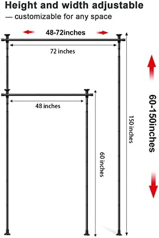 Поставка за разделител на пердета HOSKO Home - Разтегателен Преграда за стая от 48 до 72 сантиметра, Без да се повреди, Отделно Стоящи