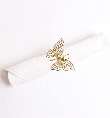 ОБЩО 12 Броя, украсена със златен деколте, Нежна обтегач за салфетки във формата на пеперуда, Пръстени за салфетки, Пръстени за