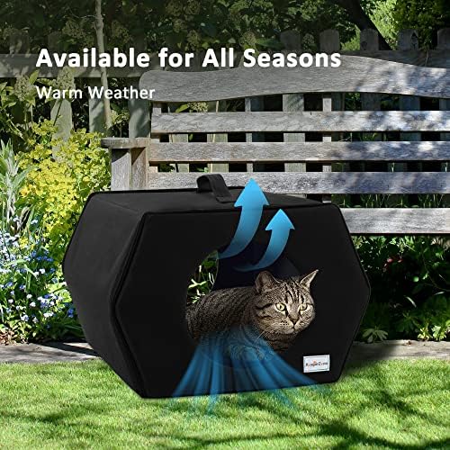 Къщичка за котки keygarzone с подгряване за по няколко котки, 2 дупки и Сгъваема Къщичка за домашни любимци Вътре / вън, Защитен от атмосферни