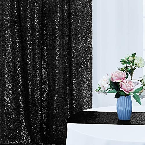 10 × 10 МЕТРА на Черен Фон С пайети Завеса, Фон За Снимки на Лъскави Завеси Текстилен Фон за Декор на Сватбени партита