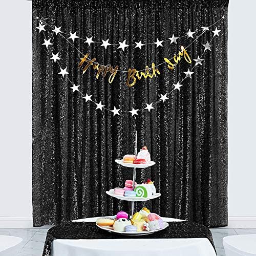 4 × 7 МЕТРА на Черен Фон С Пайети Завеса, Фон За Снимки на Лъскави Завеси Текстилен Фон за Коледното Сватбената Парти Декор