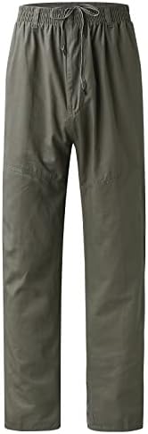 MIASHUI Размер на 50 Панталони за Мъже, Мъжки Модни Ежедневните Свободни Памучни Панталони Големи Размери с Джобове Дантела,