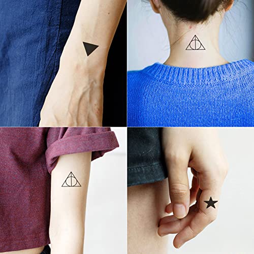 Oottati 2 Листа Малки Сладки Временни Стикери За Татуировки Триъгълна Геометрия Звезди