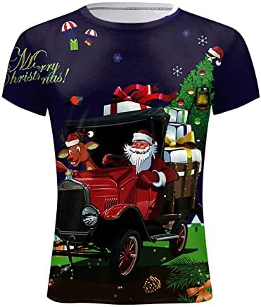 ZDDO Коледни мъжки тениски Solider с къс ръкав, Забавни Коледни тениски с Принтом Дядо Коледа, Спортни плътно Прилепнали тениски с графичен