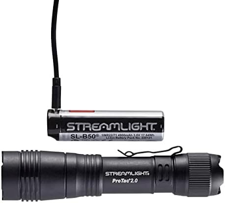 Streamlight 89000 ProTac 2.0 2000-Люменный Акумулаторна Тактически фенер с USB кабел C и Кобур, Кутия, Черен