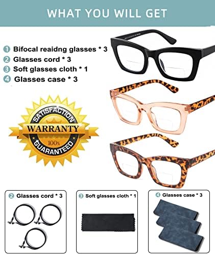 SUNAMOY Бифокални Очила За Четене Дамски Модни Дизайнерски Компютърни Очила Синя Светлина Сладки Стилни Очила За Четене В Широка Квадратна