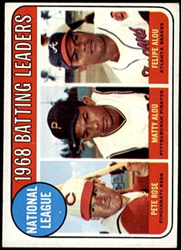 1969 Topps 2 Лидери отбивающих NL Пийт Роуз / Mattie Алу / Фелипе Алу Синсинати / Питсбърг /Атланта Редс/Пирати/Брейвз (Бейзболна картичка)