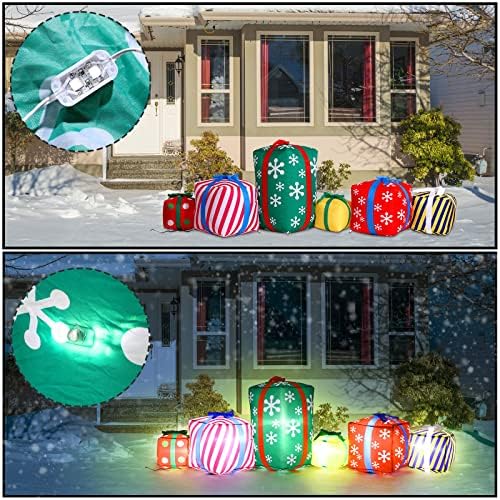 Vinsot ft Дългите Коледни Надуваеми Подаръчни Кутии с led Подсветка Външно Украса на Коледни Надуваеми Подаръчни Кутии