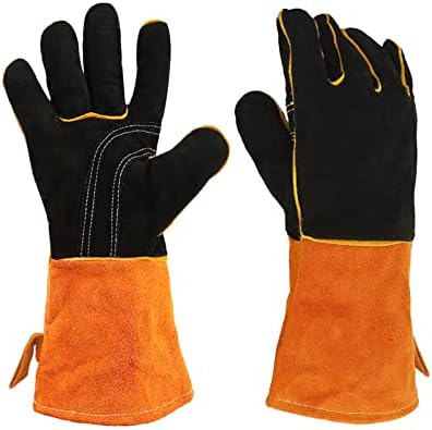 Заваръчни ръкавици JIANGLAI Топлина, Екстремна устойчивост на топлина и устойчивост на огън, За да Stick, Mig, Tig, Ковач, барбекю,