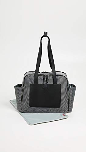 Чанта-тоут за памперси Skip Hop Madison Square, Многофункционална Детска Пътна чанта с подплата за свободни, е черно-бяла мини-окото (спиране