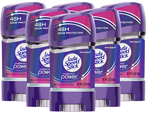 Lady Speed Stick Невидим гел дезодорант Power Dry, против изпотяване-дезодорант за жени, Fresh Fusion - 2,3 грама (6 опаковки)