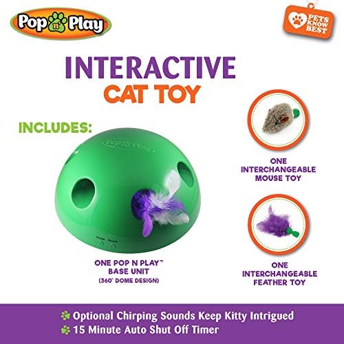 Интерактивна мобилна играчка за котки Allstar Gardena Pop N' Play, включва: Електронно интелигентно случайно се движат перо и закачка