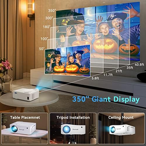 Проектор 5G WiFi, Bluetooth, Вградена Уличен Шрайбпроектор 1080P с 350-инчов дисплей, видео проектор за домашно кино 18000Л с поддръжка