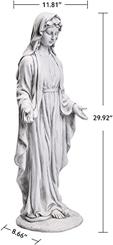 Статуя на Дева Мария с височина 29,9 инча, Религиозна Голяма Градинска Статуя, Арт Декора, осветлението на Статуята на