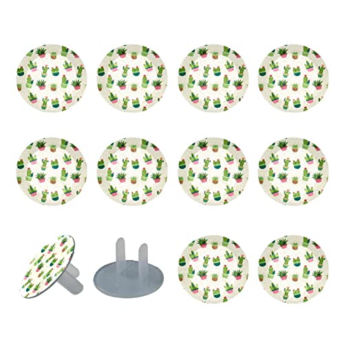 Нарисувани ръчно капачки за контакти с бриллиантовым кактусом, 12 броя В опаковка - Защитни капачки за контакти, за деца – Здрави и