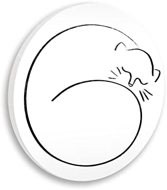 Кръгла Стенни табели Stupell Industries Line Doodle Minimal Cat Пет, дизайн Lil' Rue