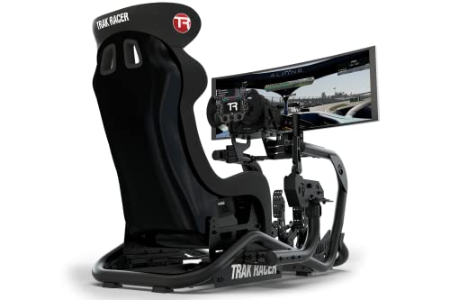 Кабина на симулатор на състезания Trak Racer TR-8 Pro със седалка, GT - Черна, Компактен, регулируеми по височина, универсална поставка