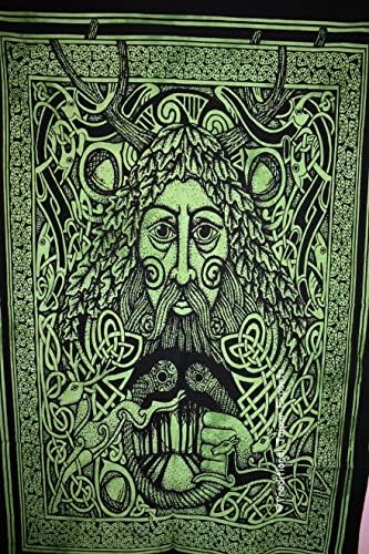 Традиционен Джайпурский Художествен Плакат с изображение на Селтик лице Гринмана, Келтски боядисани стени, Бохем Стенен Декор, Украса