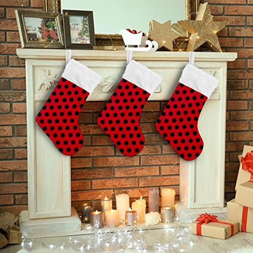 Коледни Чорапи, Модерни Черен Грах Червени Бели Плюшени Белезници От Мерсеризованного Кадифе За Семейна Почивка Персонализирани Големи Чорапи