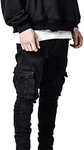 Мъжки Дънкови Панталони-карго, Оръфан Спортни Панталони в Ретро стил, Модни Градинска Облекло със Странично джоб и Лента с цип,
