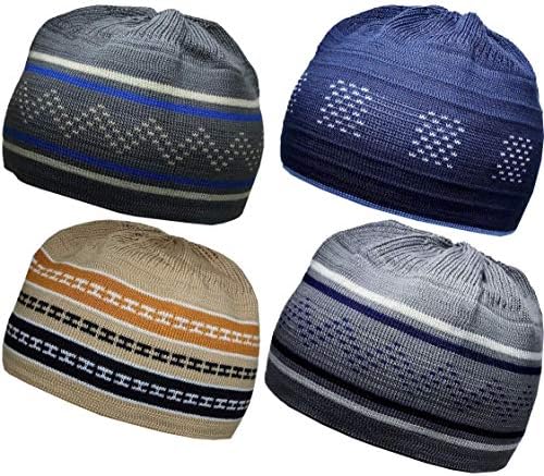 4 Цветна Мюсюлманска Шапчица С Черепа AMN055 Mery Kufi Hat Вязаная на една Кука Taqiyah Takke