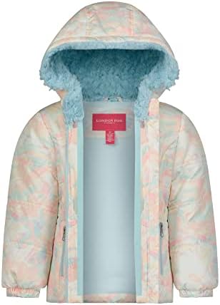 Зимно яке с качулка за малки момичета LONDON FOG цвят на морските Вълни и Превръзка на главата отвътре Шерпа В тон