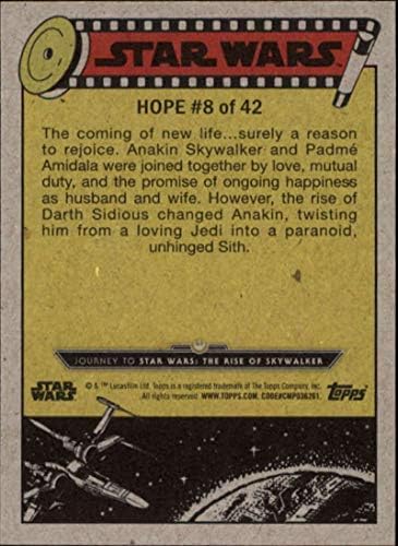 2019 Topps Пътуването на Звездното войни в Rise of Skywalker Green 8 Търговска картичка Падме с големи новини