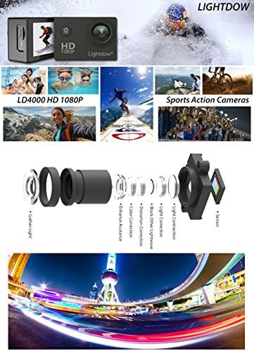 Спортна екшън камера Lightdow LD4000 HD Водоустойчива камера DV (черен)