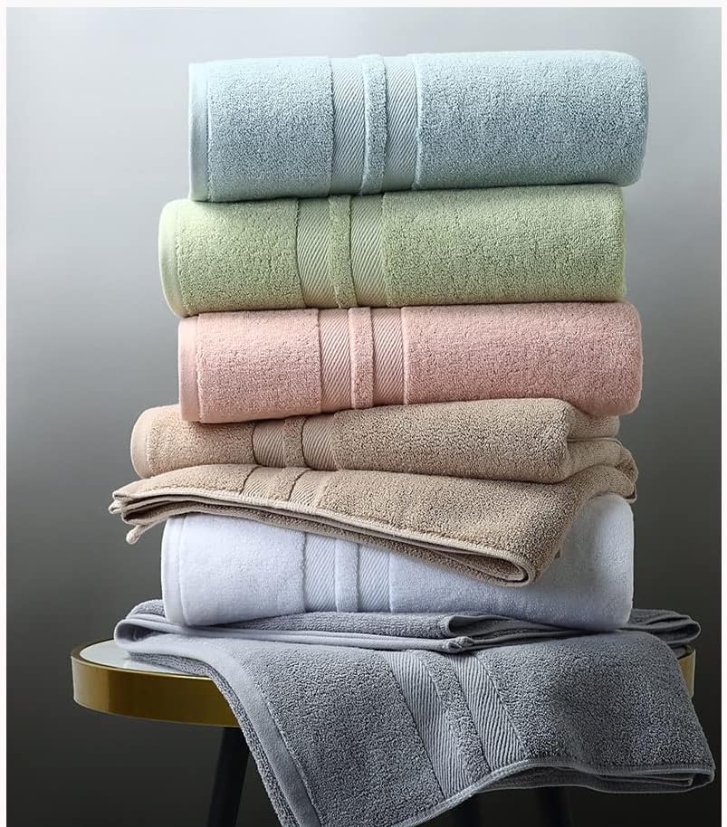 YFQHDD Комплект Памучни кърпи, кърпи за баня 70x140 см, кърпи за лице за възрастни, Сгъстено Обикновена розово-сини Хотелски Кърпи, абсорбиращи
