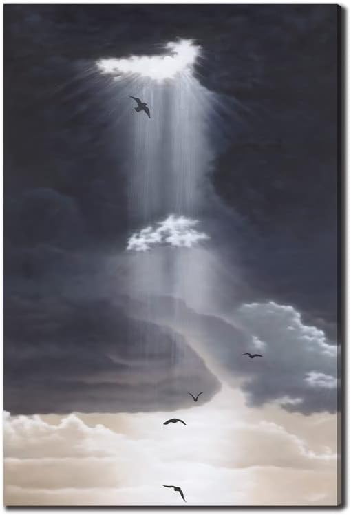 NKASJD Хол Платно Стенни Художествена Картина Ръчно Рисувани Слънчева Светлина По небето Под Тъмни Облаци Маслени картини на Модерни