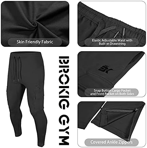 BROKIG Мъжки Панталони-Карго за Бягане във фитнеса, Спортни Спортни Панталони за Мъже с Джобове
