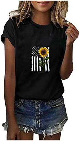 Тениска с Американския Флаг, Дамска Блуза с Къс ръкав и Принтом, Върховете на Деня на Независимостта 2023, Летни Ежедневни Ризи