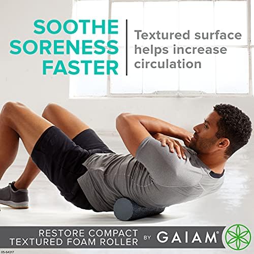 Gaiam Restore Компактен Канава поролоновый валяк за възстановяване на мускулите и упражнения – Салон за ролка с диаметър