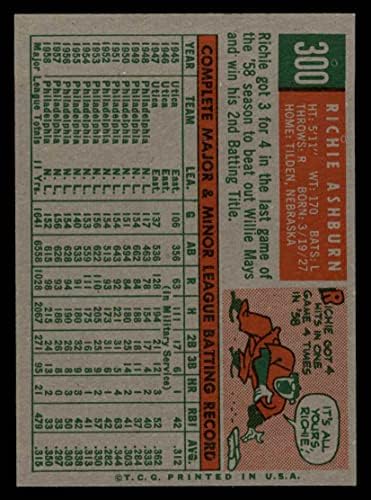 1959 Topps 300 Ричи Эшберн Филаделфия Филис (Бейзболна картичка) Ню Йорк-Филаделфия