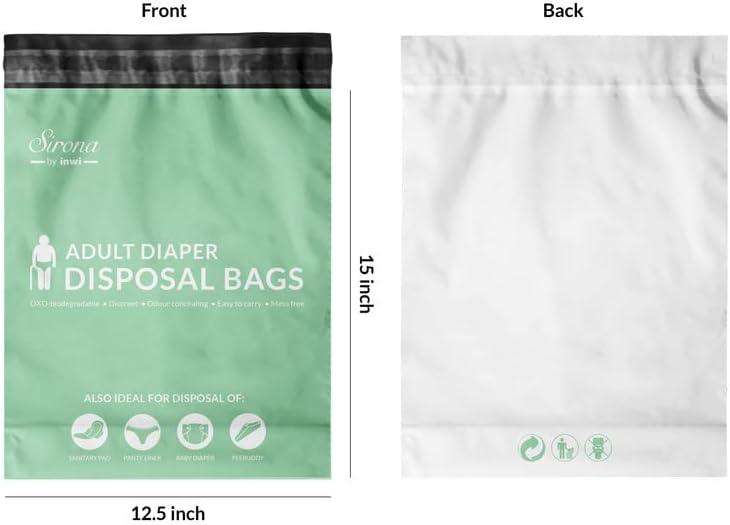 Пакети за изхвърляне на памперси Sirona Premium за възрастни - опаковка от 60 броя | Запечатани пакети с Натурален Аромат