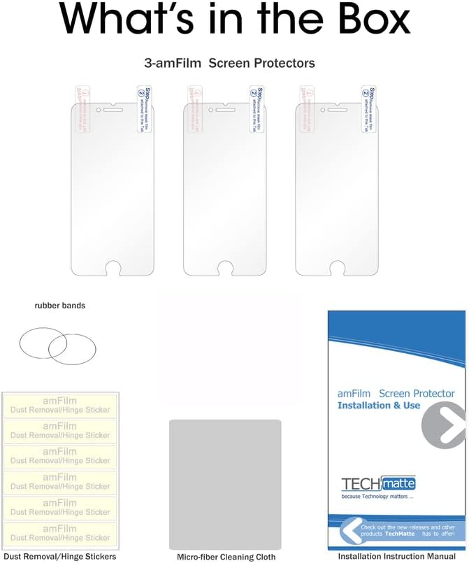 Защитно фолио amFilm за iPhone SE (2020 Г.), 8, 7, 6S, 6 (3 опаковки) с антирефлексно покритие, Матирана, гъвкаво фолио,