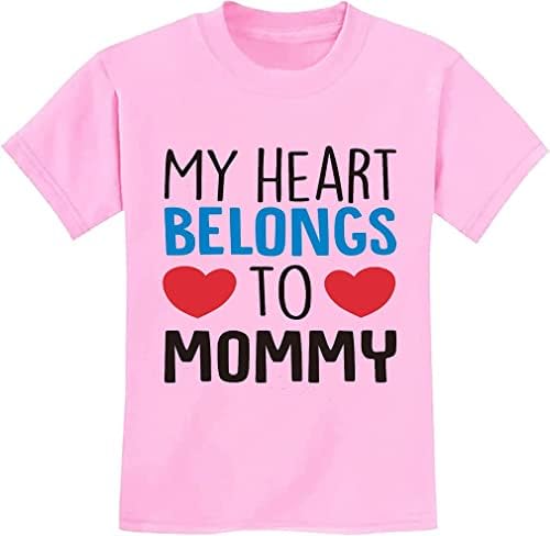 Тениска за Деня на Майката за малки момичета, Азбука, сърцето Ми принадлежи на Майка ми, Тениска с къс ръкав, Ризи с Динозавром, Върховете