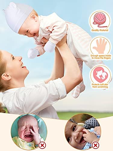 12 Комплекти от Памучен Болнични шапки за еднократна употреба за Новородени, Ръкавици, Детска Шапчица, Обикновена Детска Шапка с Уши и Варежками